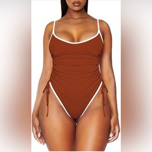 Ruched‎ Side Tie One Piece Swimsuit Medium Women's Bathing Suit Beachwear Pool